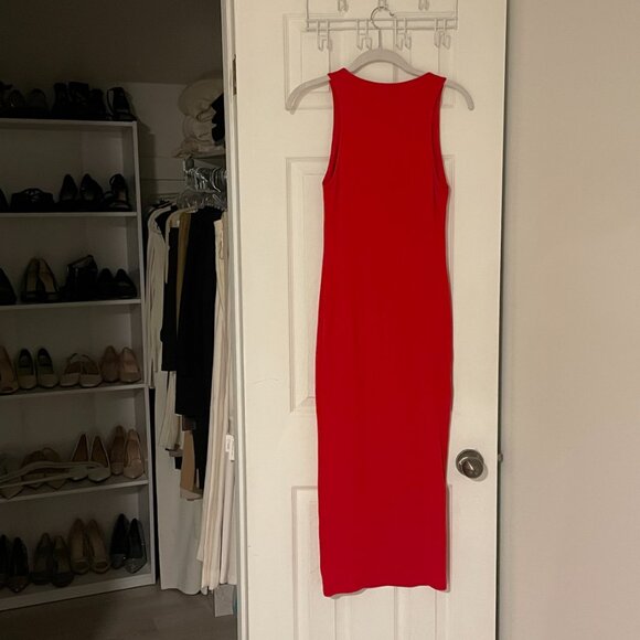 Zara Red Sleeveless Crew Neck Stretch Cami Camisole Tank Bodycon Mini Dress Sz M - Picture 6 of 6